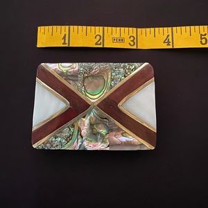 Abalone, mother of pearl and wood Belt Buckle